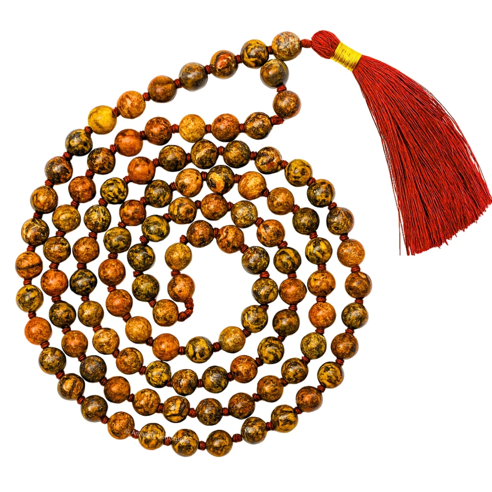 Leopard Jasper Mala (Hand Knotted)