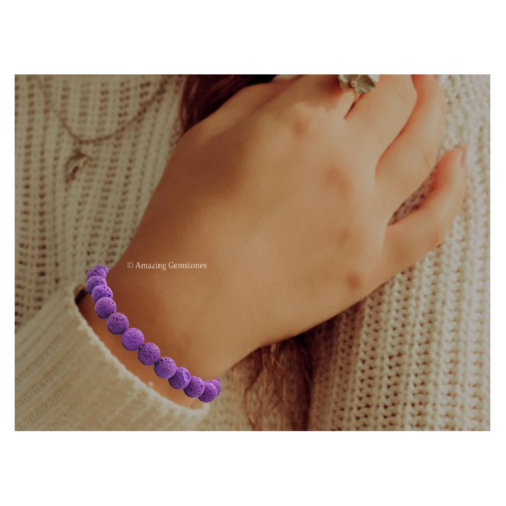 Purple Lava Stone Bracelet (Adjustable)