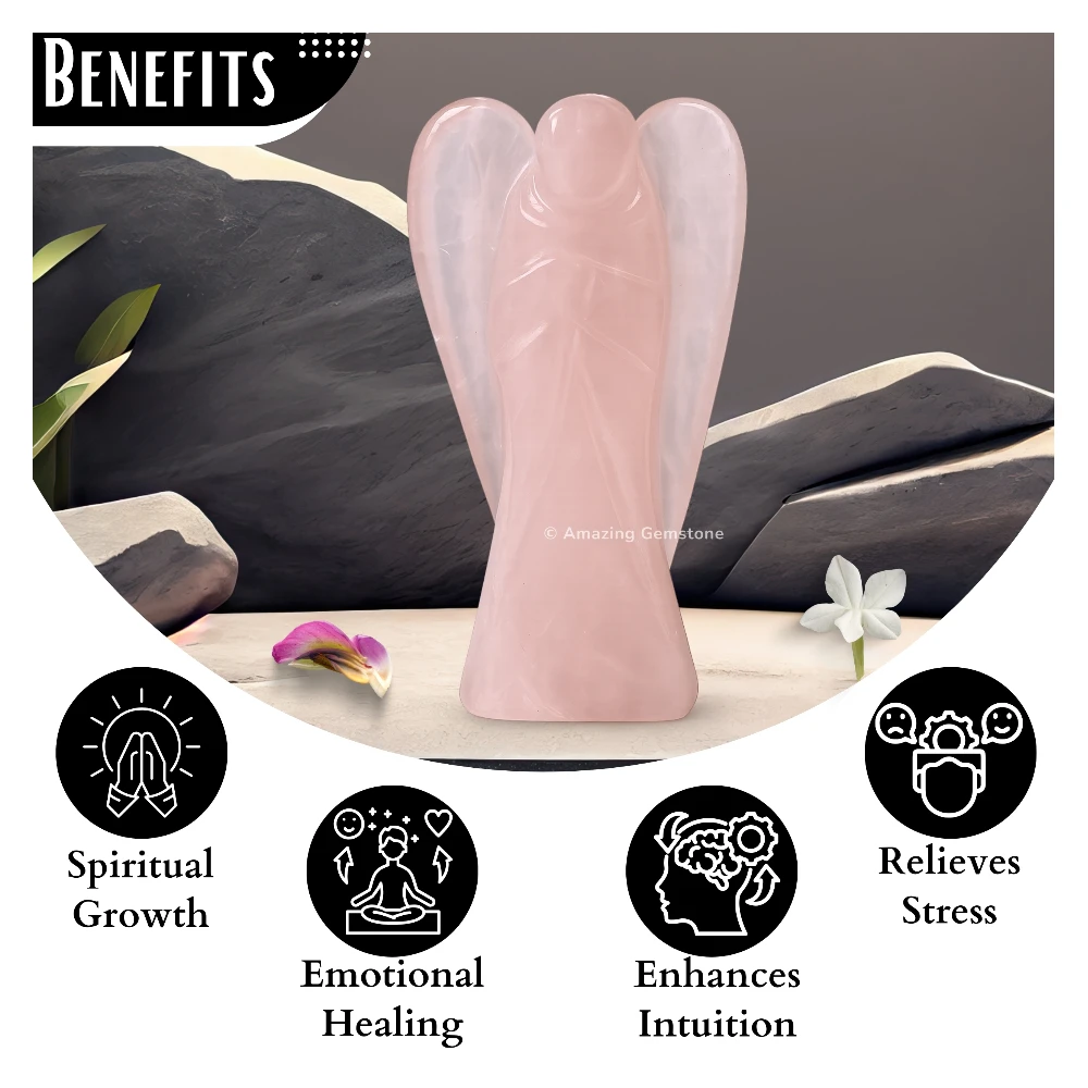 Rose Quartz Angel Figurine (3 Inch)