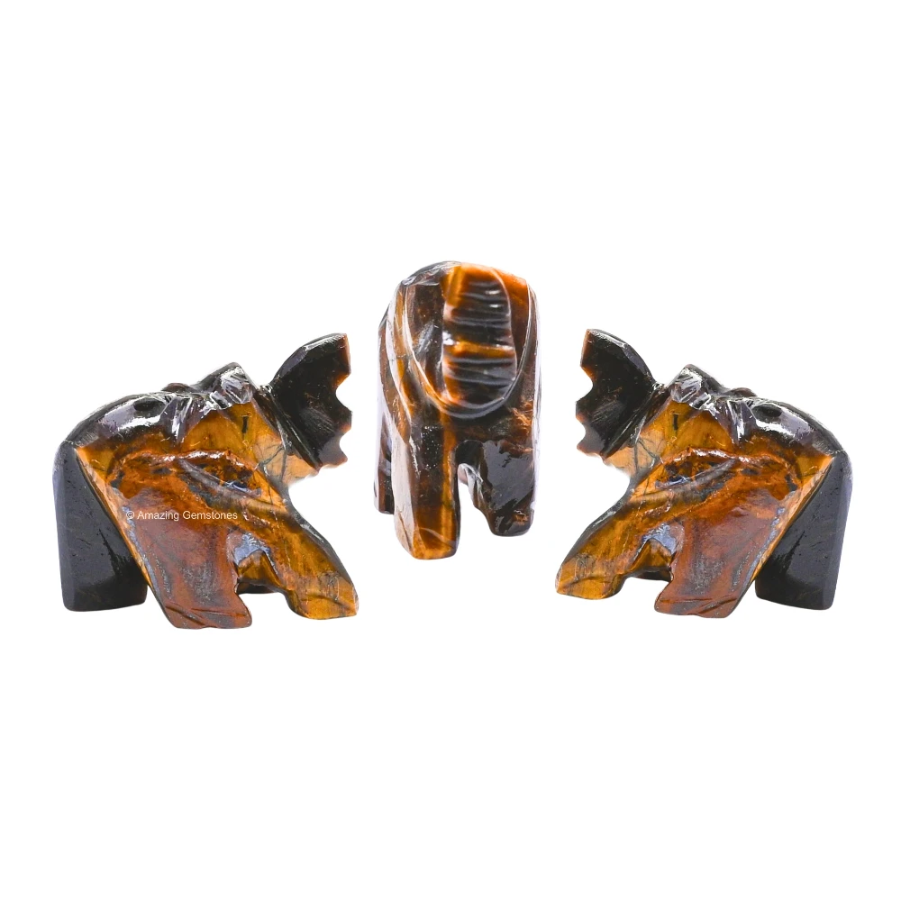 Tiger Eye Mini Elephant Crystal Figurine