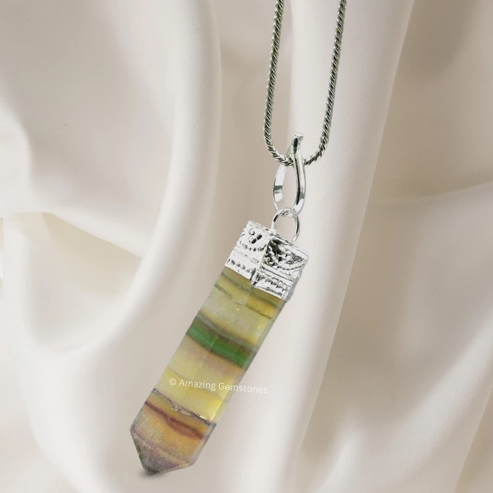 Fluorite Necklace - Pencil Point (Silver)