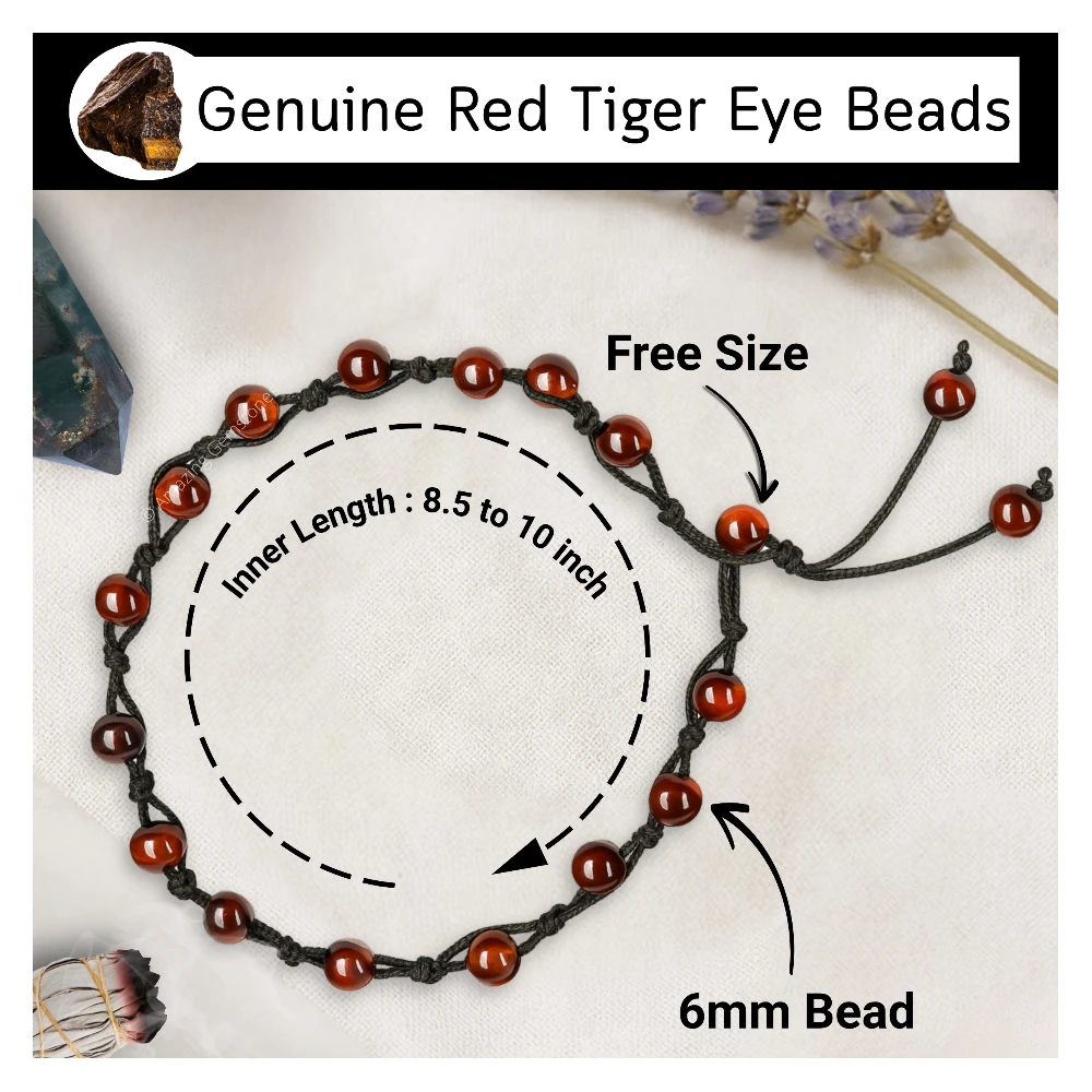 Red Tiger Eye Anklet (Hand Knotted)