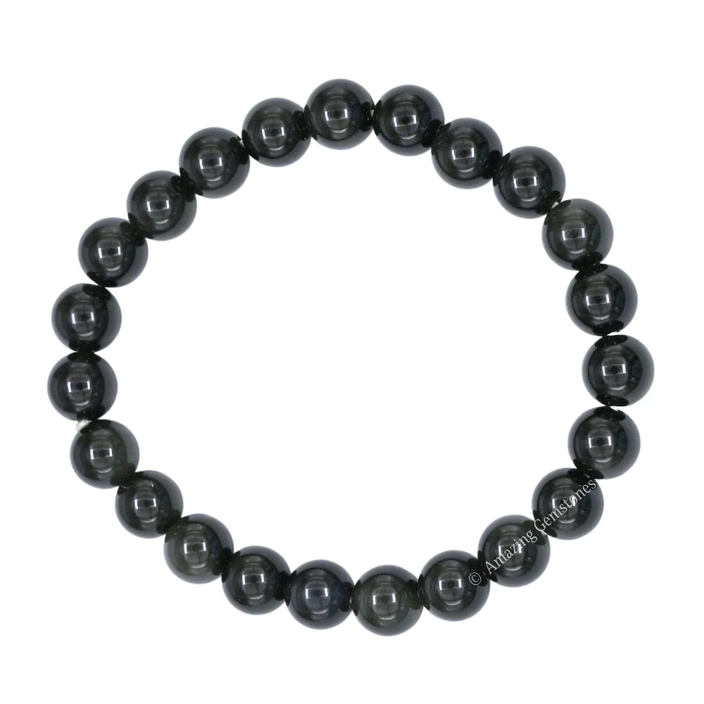 Silver Sheen Obsidian Bracelet (Stretchable)