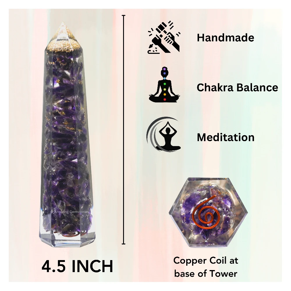 Amethyst Orgone Tower (4.5 Inch)