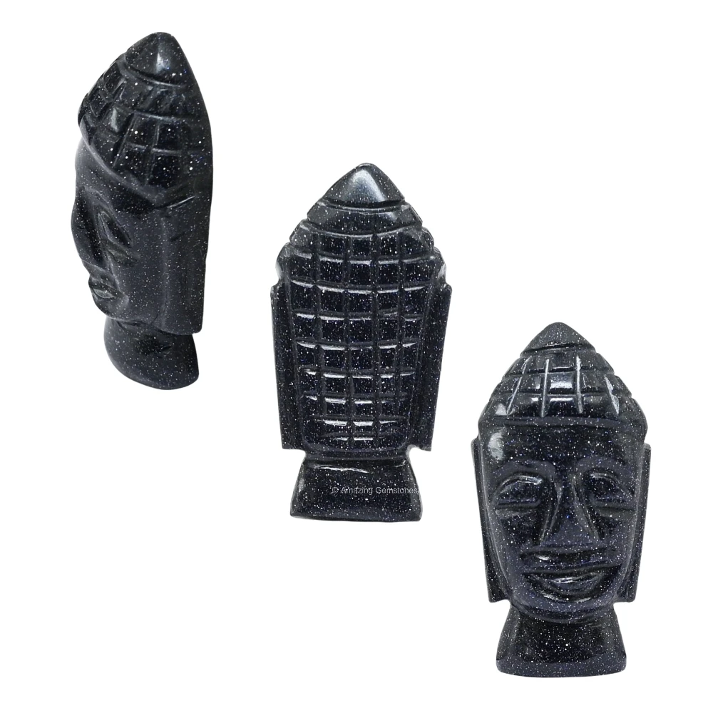 Blue Goldstone Buddha Head