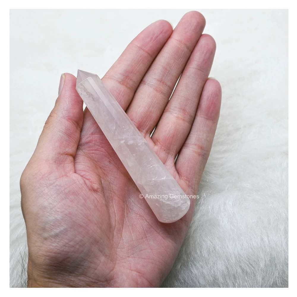 Rose Quartz Wand (Faceted)