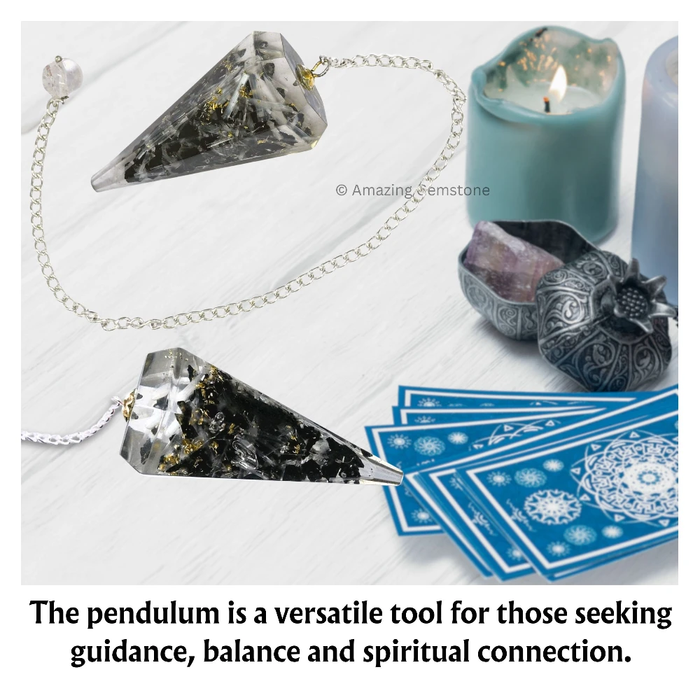 Black Tourmaline Selenite Orgone Pendulum