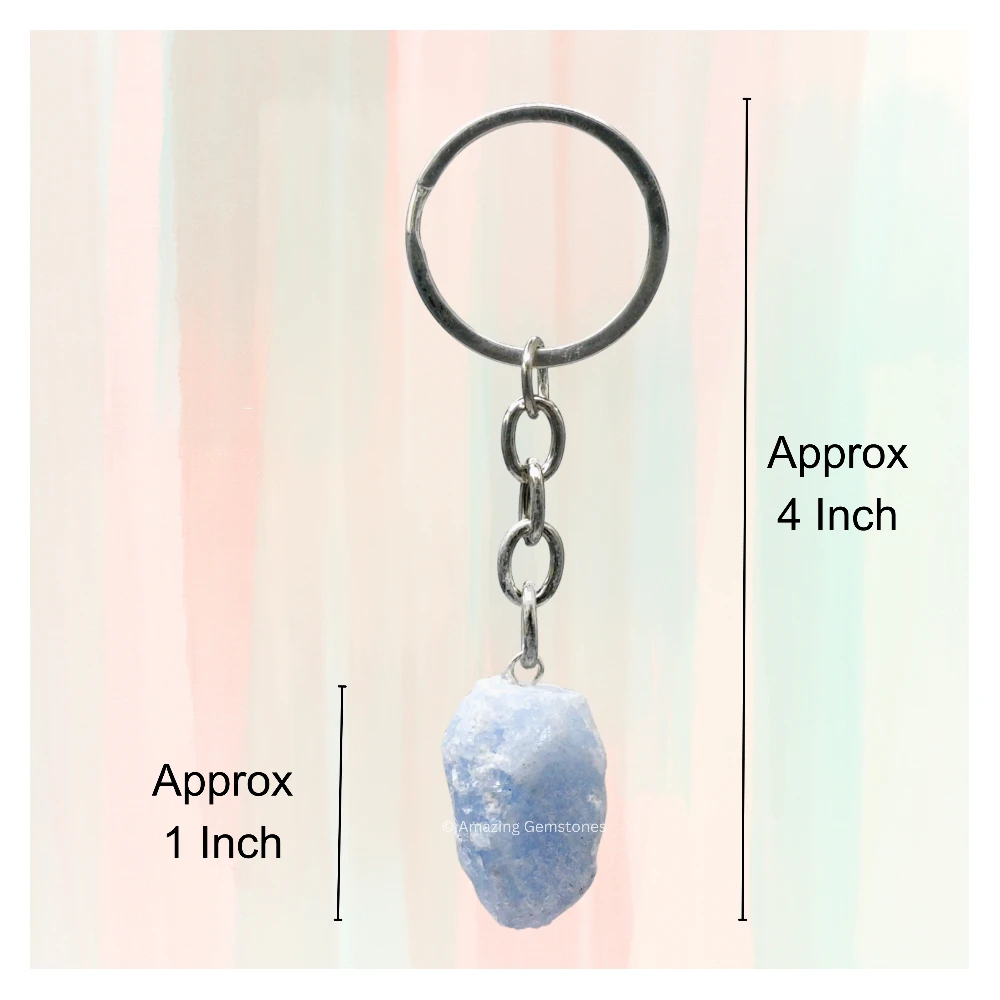 Blue Calcite Keychain Keys Holder (Raw)