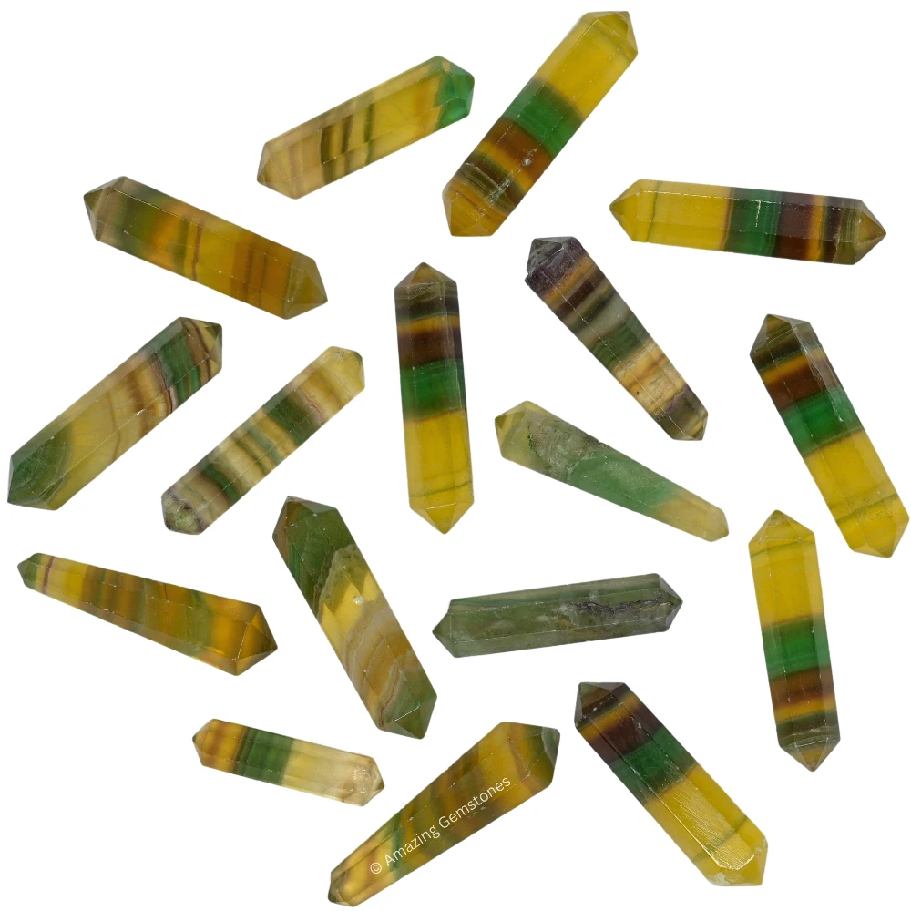 Multi Fluorite Pencil Points (Double Terminated) (Set of 10)