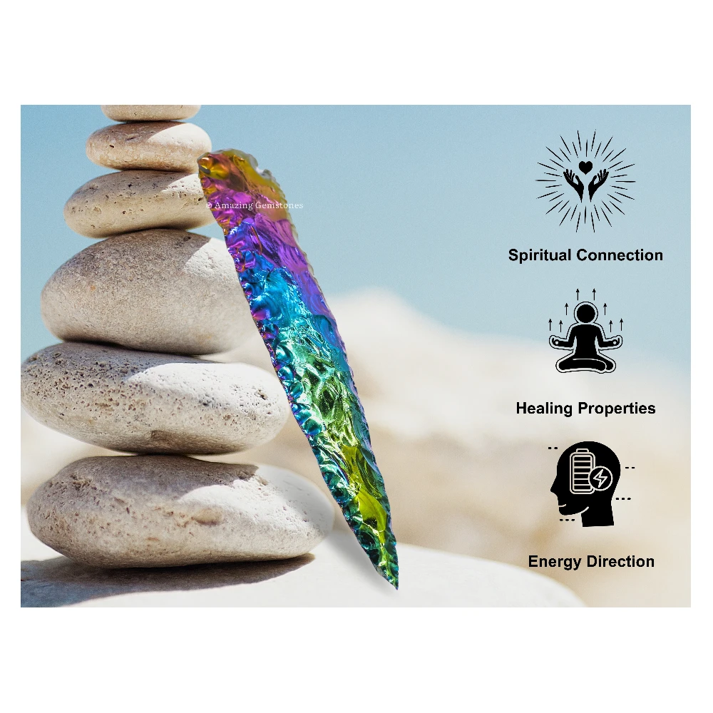 Titanium Aura Quartz Crystal Arrowhead - 9" to 10"