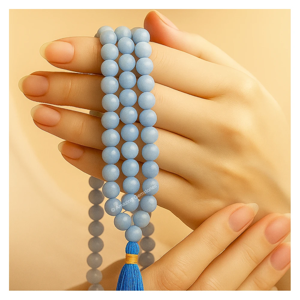 Angelite Japa Mala (Without Knot)
