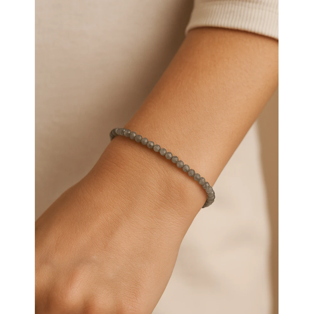 Labradorite Crystal Bracelet - 2mm Faceted Bead (Gold)