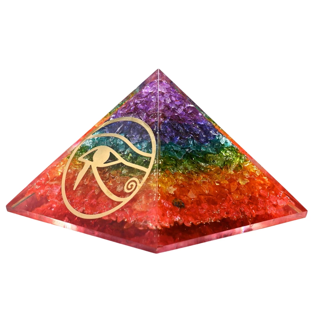 Chakra Onyx Orgone Pyramid - Eye of Horus