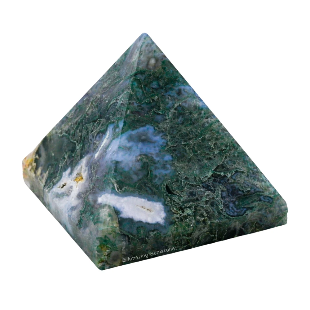 Moss Agate Pyramid (1.5 Inch)