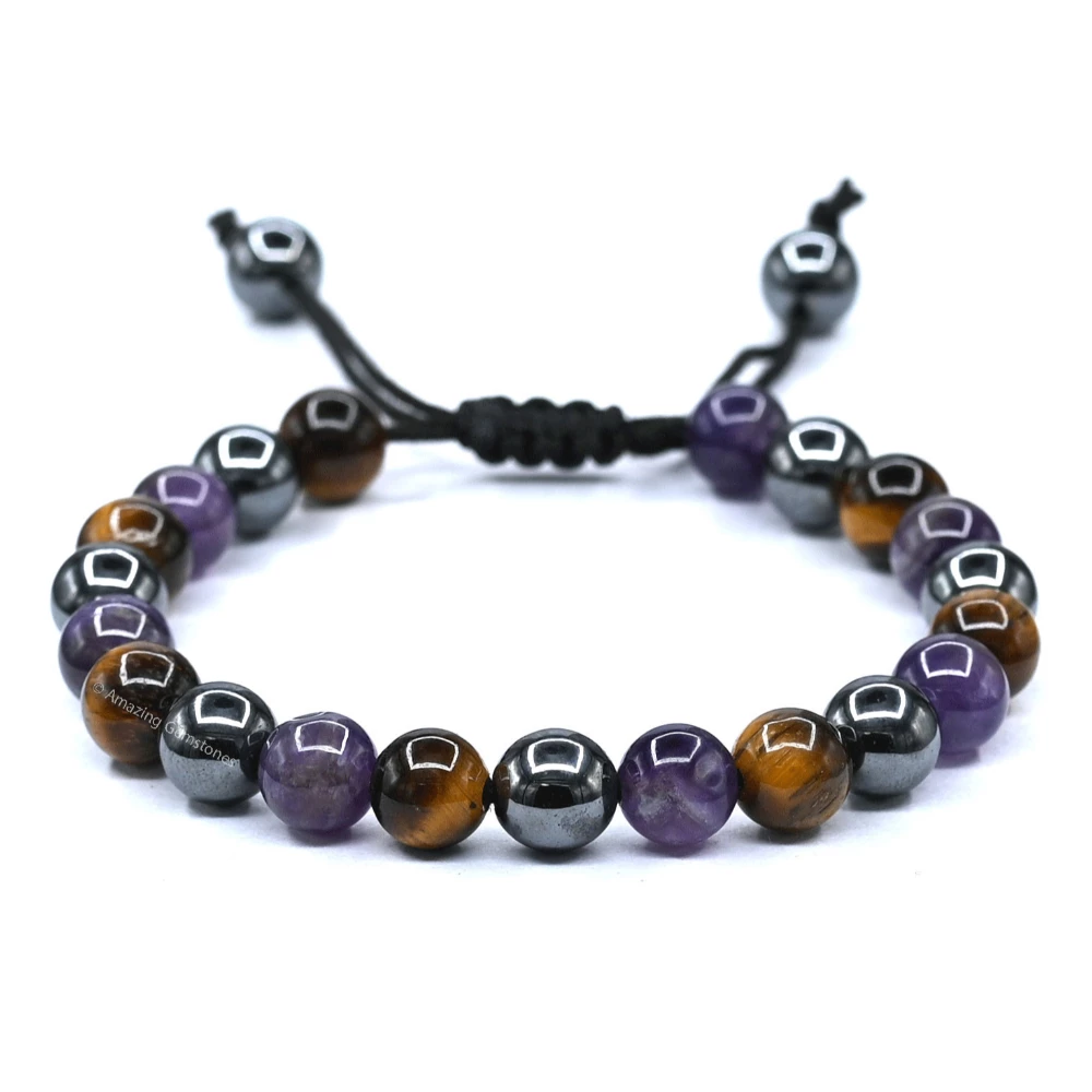 2-Pack Anti-Smoking & Anti-Anxiety Bracelets - Hematite Bead, Magnetic, Adjustable