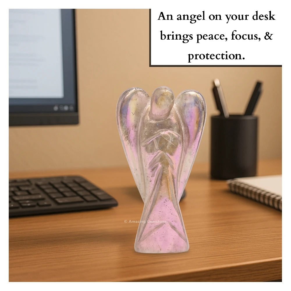 Angel Aura Rose Quartz Angel Figurine (2 Inch)