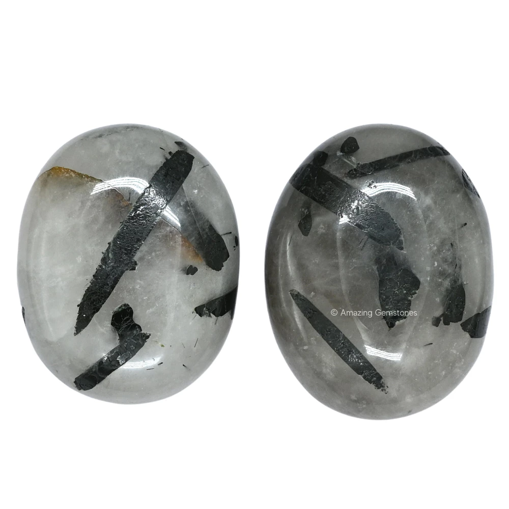 Black Rutilated Quartz Palm Stone