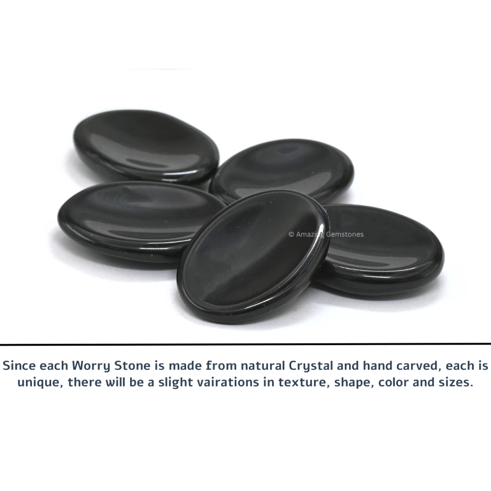 Black Agate Worry Stone