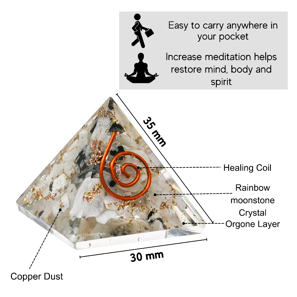 Rainbow Moonstone Orgone Pyramid - Mini
