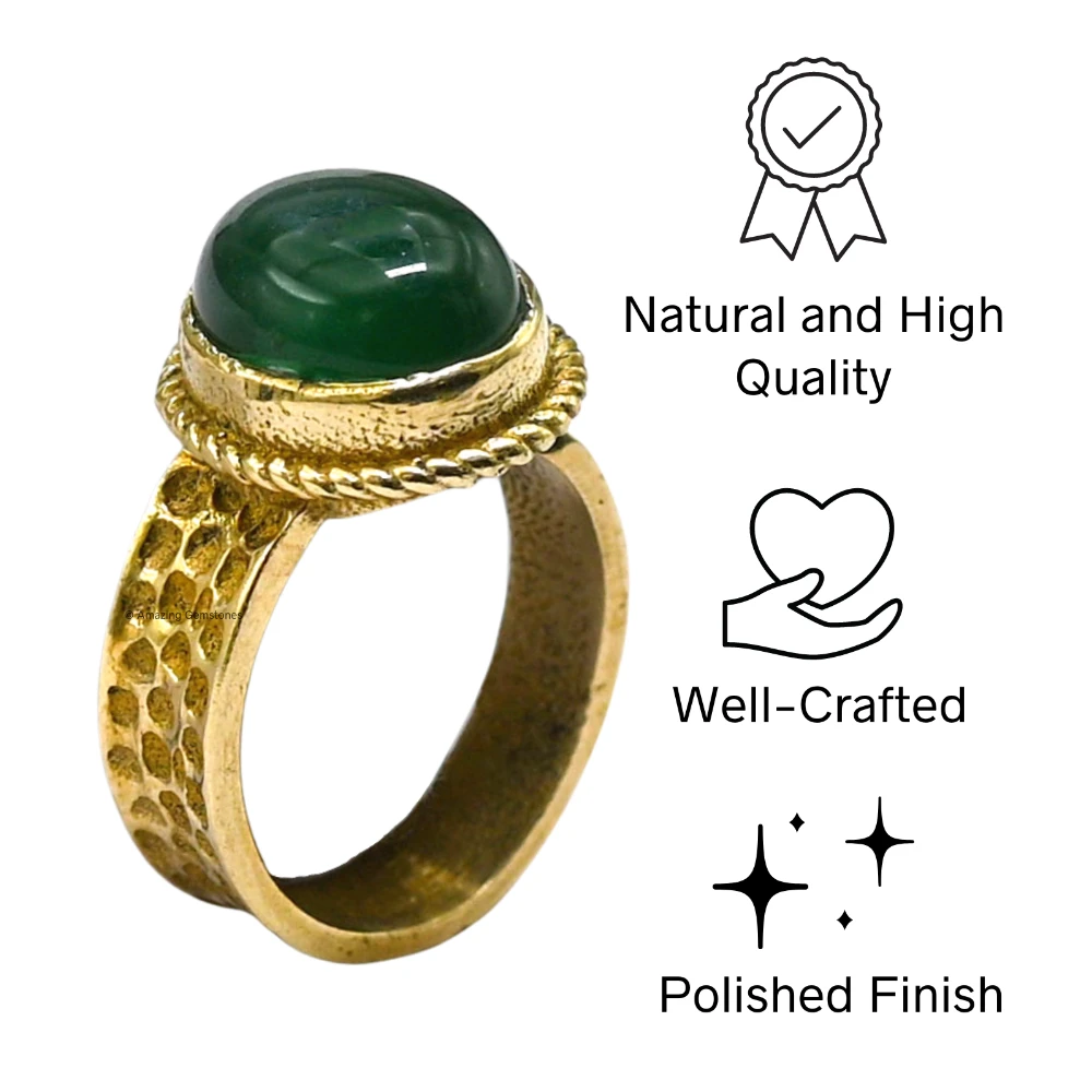 Green Onyx Crystal Ring (Gold)