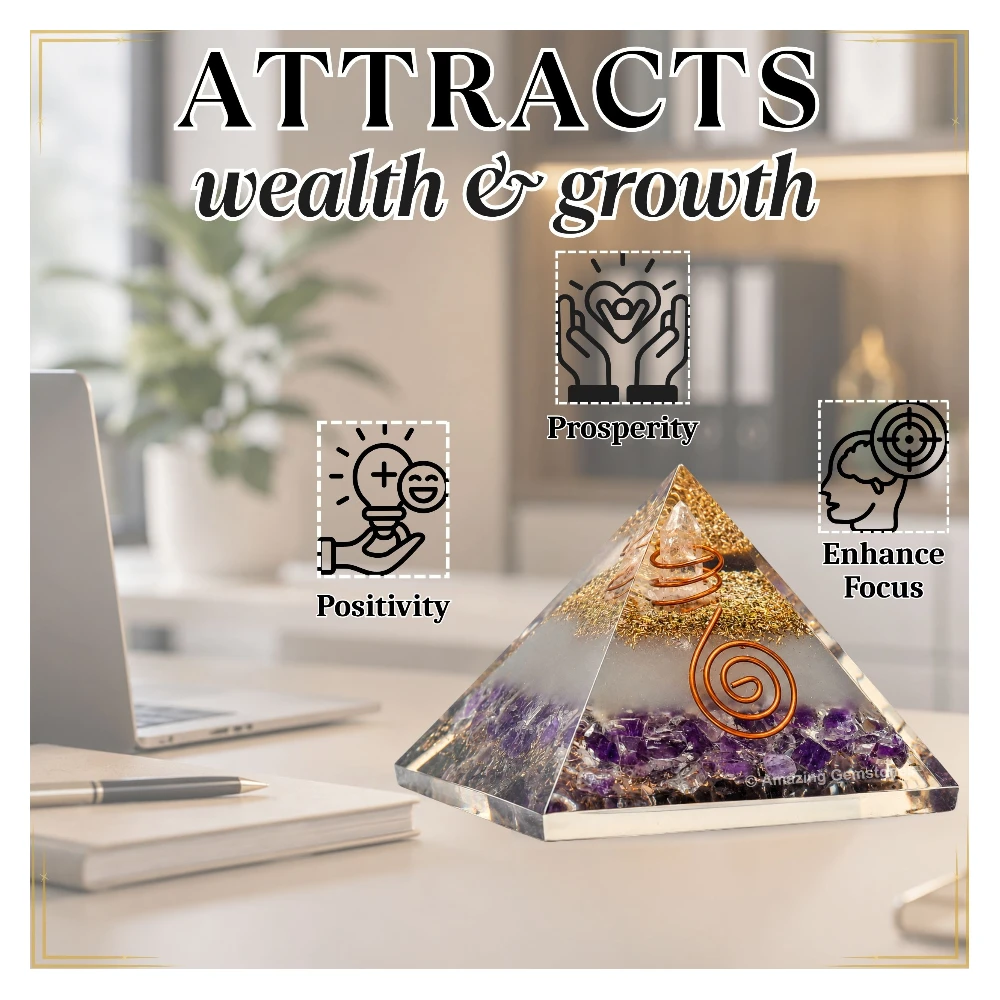 Amethyst Orgone Pyramid - Glow in Dark