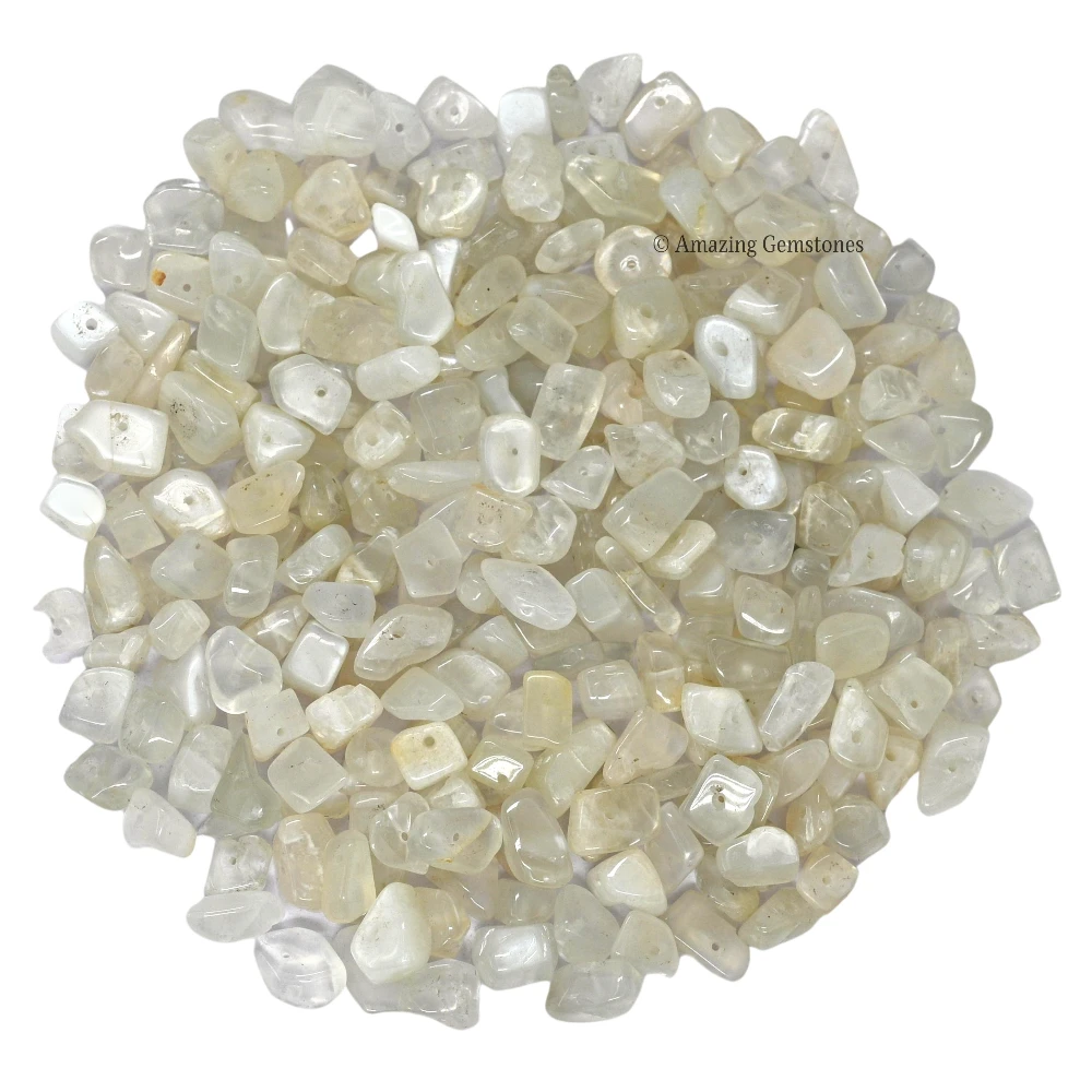 White Moonstone Chips - Pre Drilled