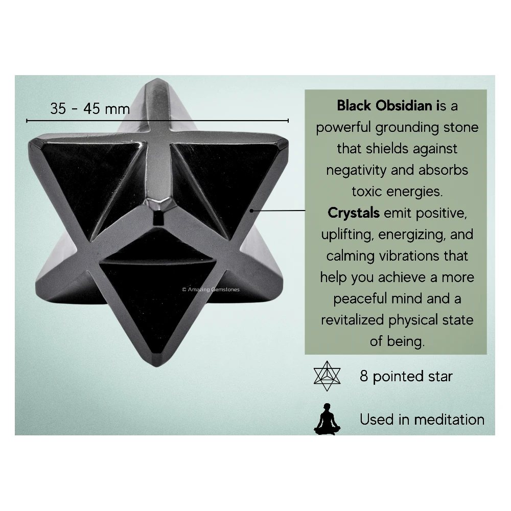 Black Obsidian Merkaba (30-40mm)