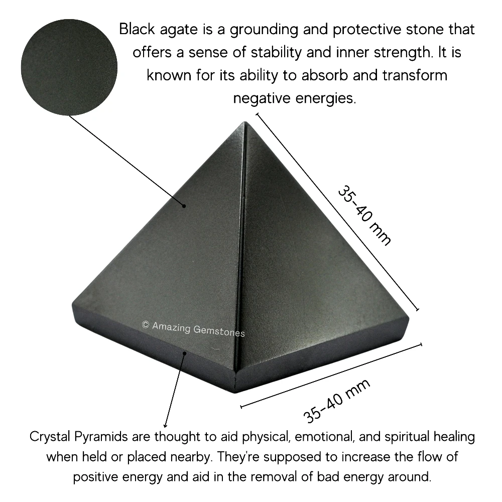 Black Agate Pyramid (1.5 Inch)