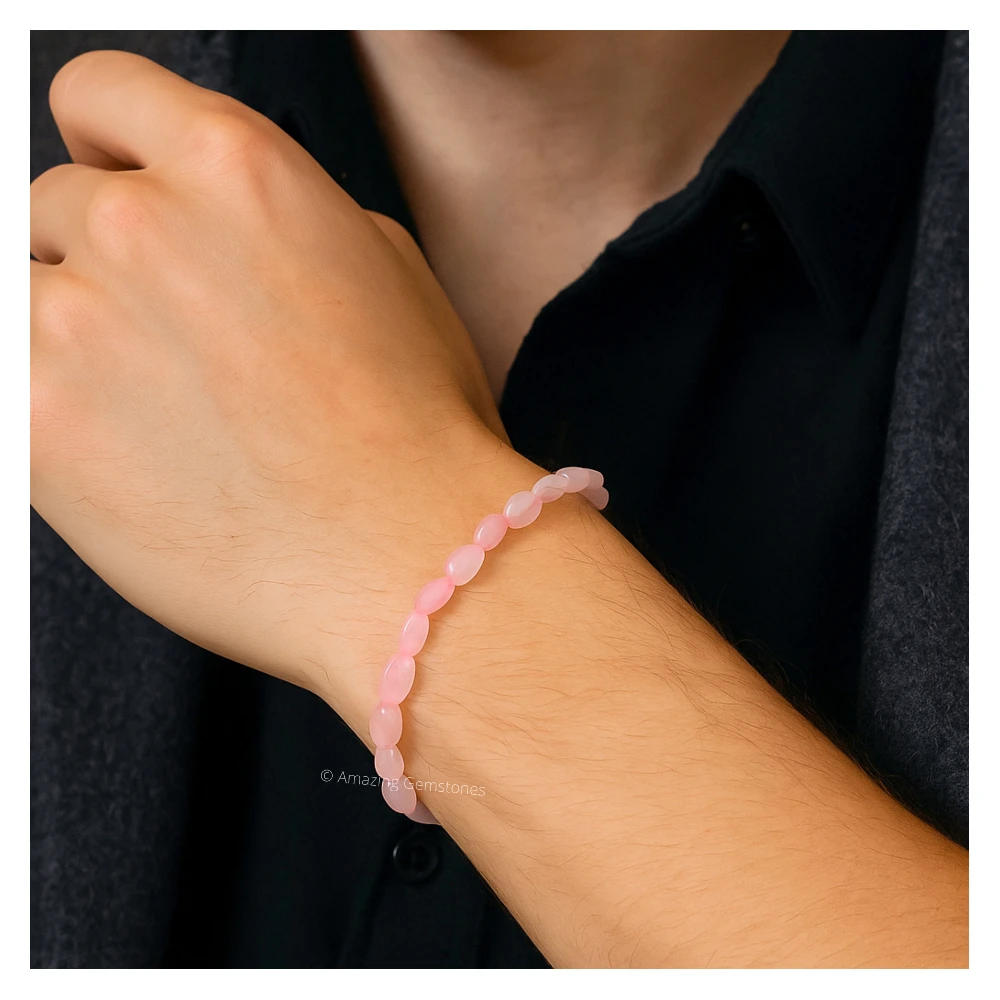 Rose Quartz Tumbled Stone Bracelet (Stretchable)