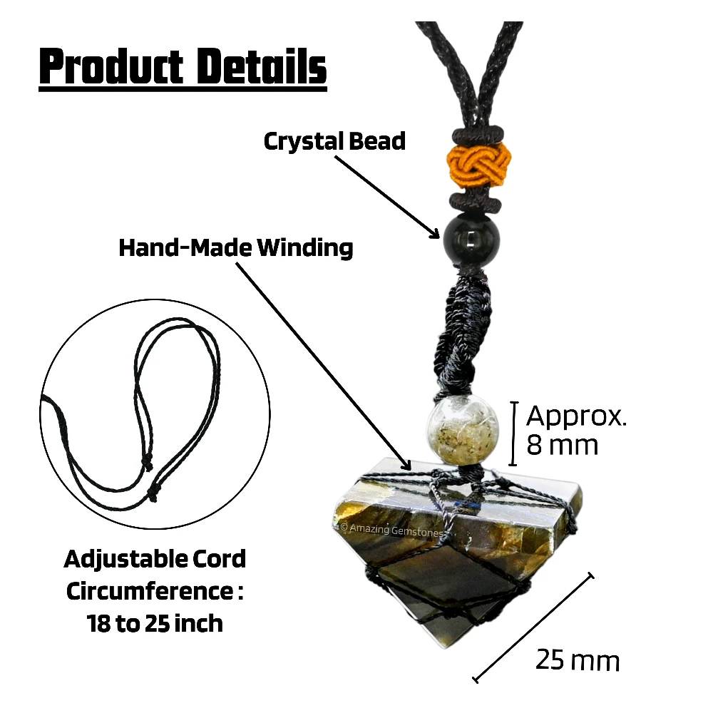 Labradorite Pyramid Pendant Necklace (Macrame)