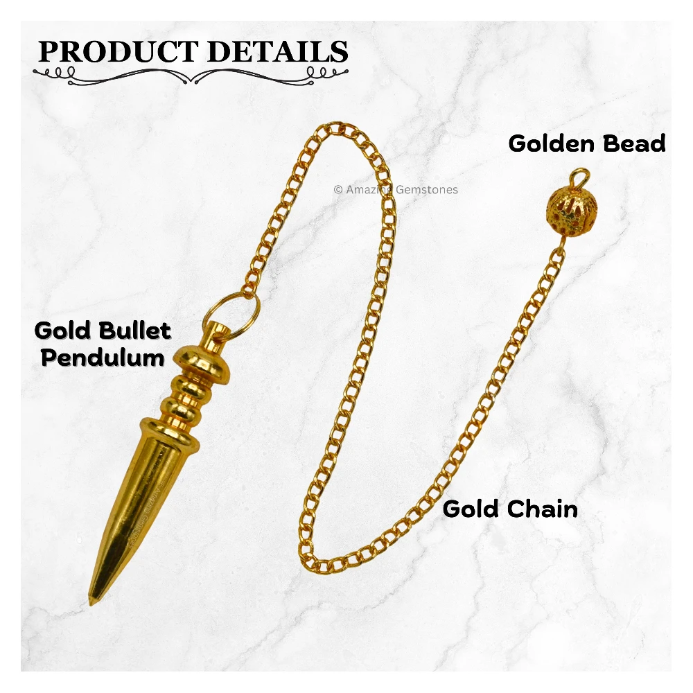 Copper Metal Pendulum - Gold Double Plate Point (MP05)