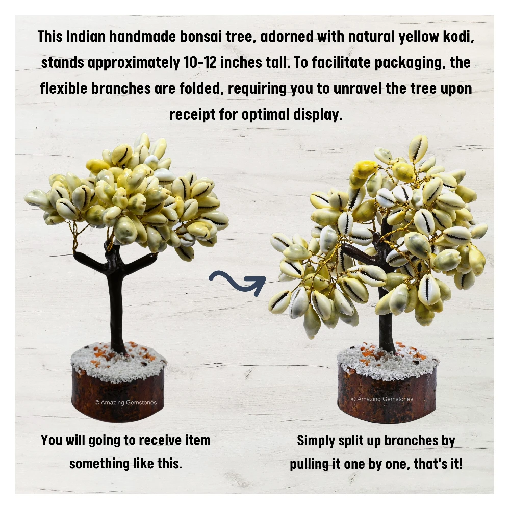 Yellow Cowrie Shells Tree - (100 Beads)