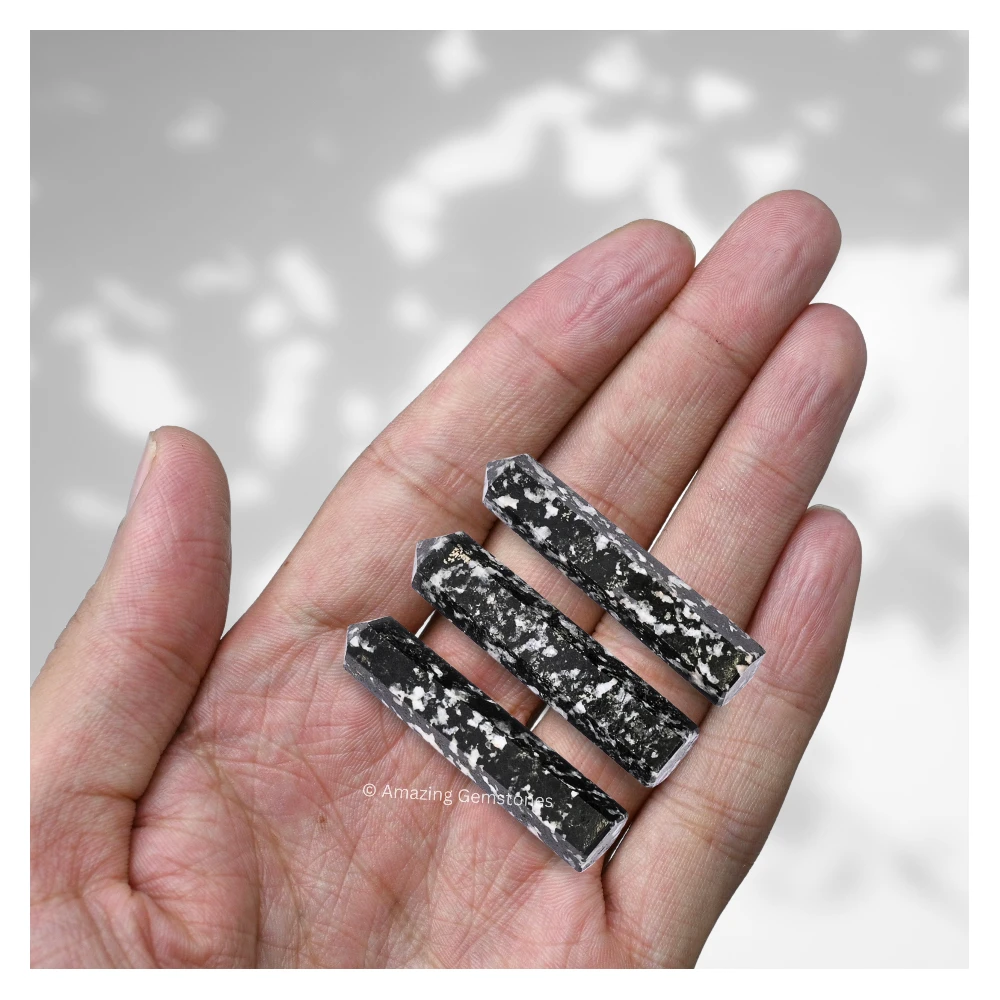 Black and White Tourmaline Pencil Points (Set of 50)