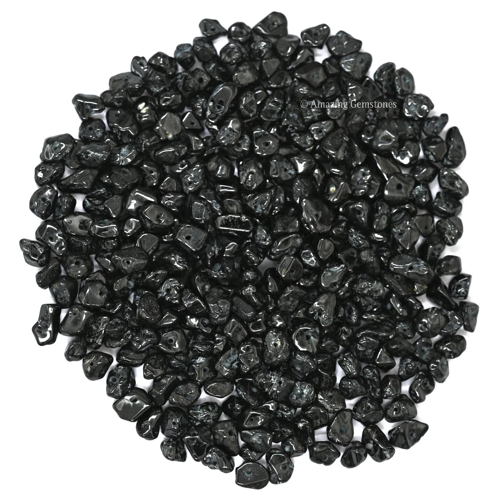 Black Tourmaline Chips - Pre Drilled