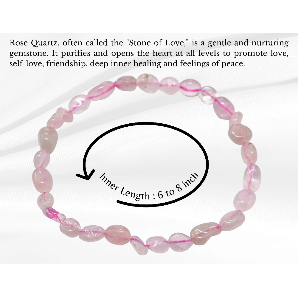 Rose Quartz Tumbled Stone Bracelet (Stretchable)