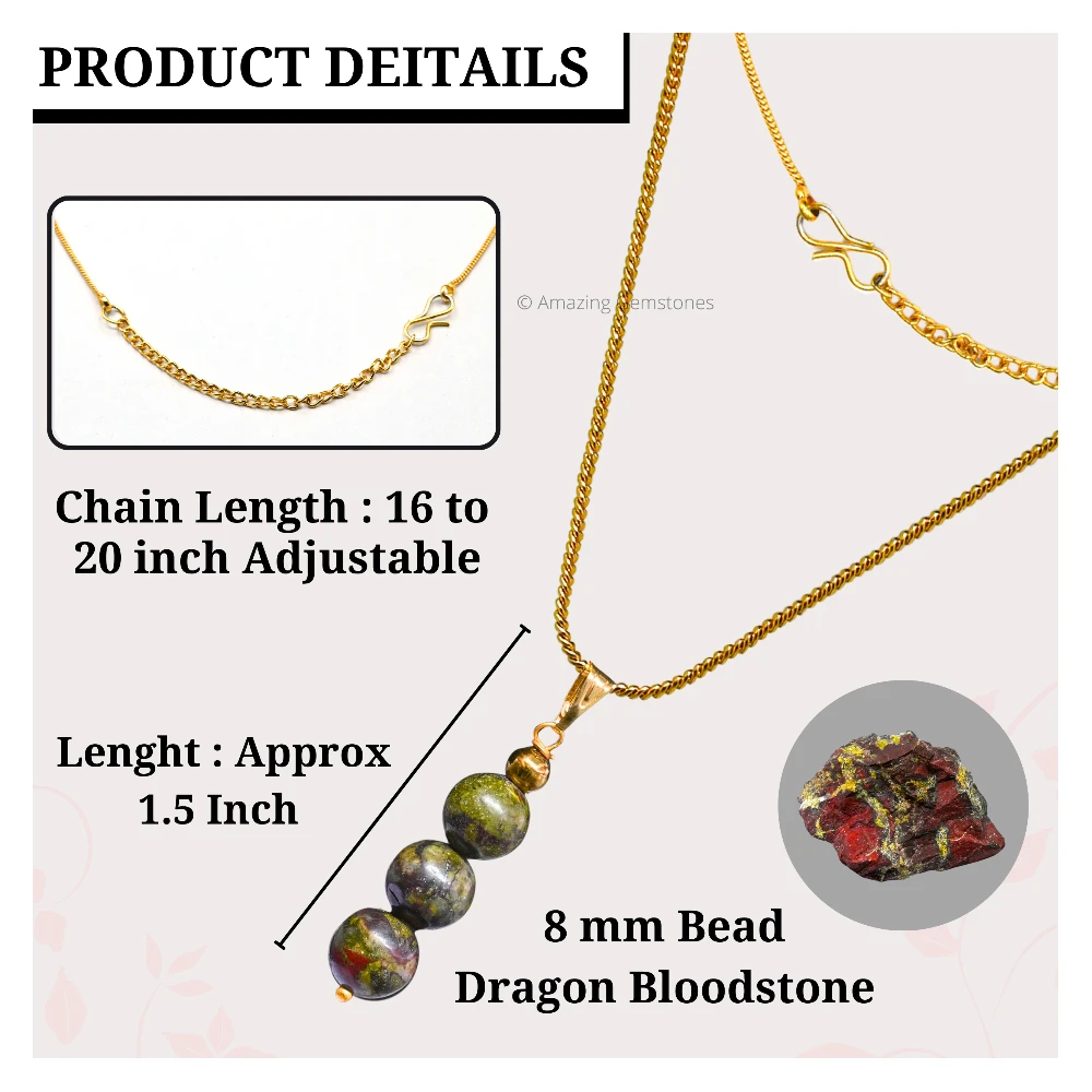 Dragon Bloodstone Bead Pendant (Gold)