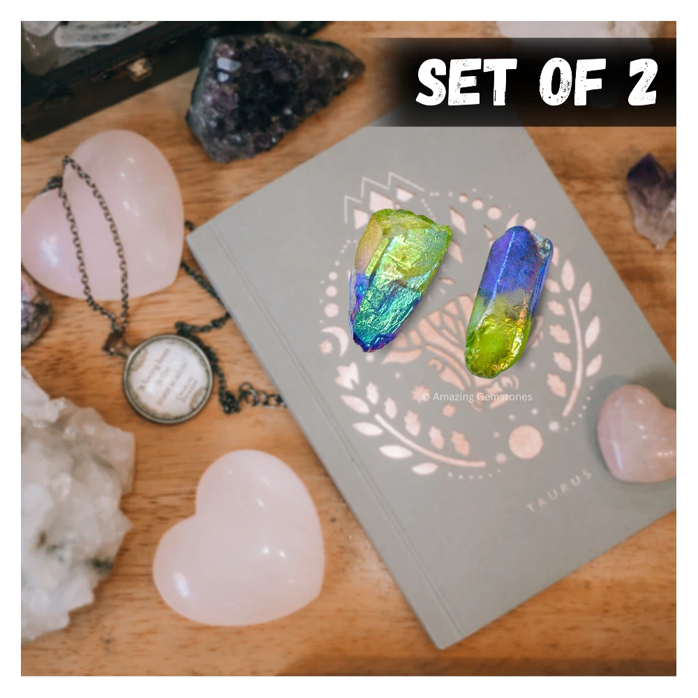 Apple Tanzine Aura Quartz Raw Crystal Points (2 Pieces)