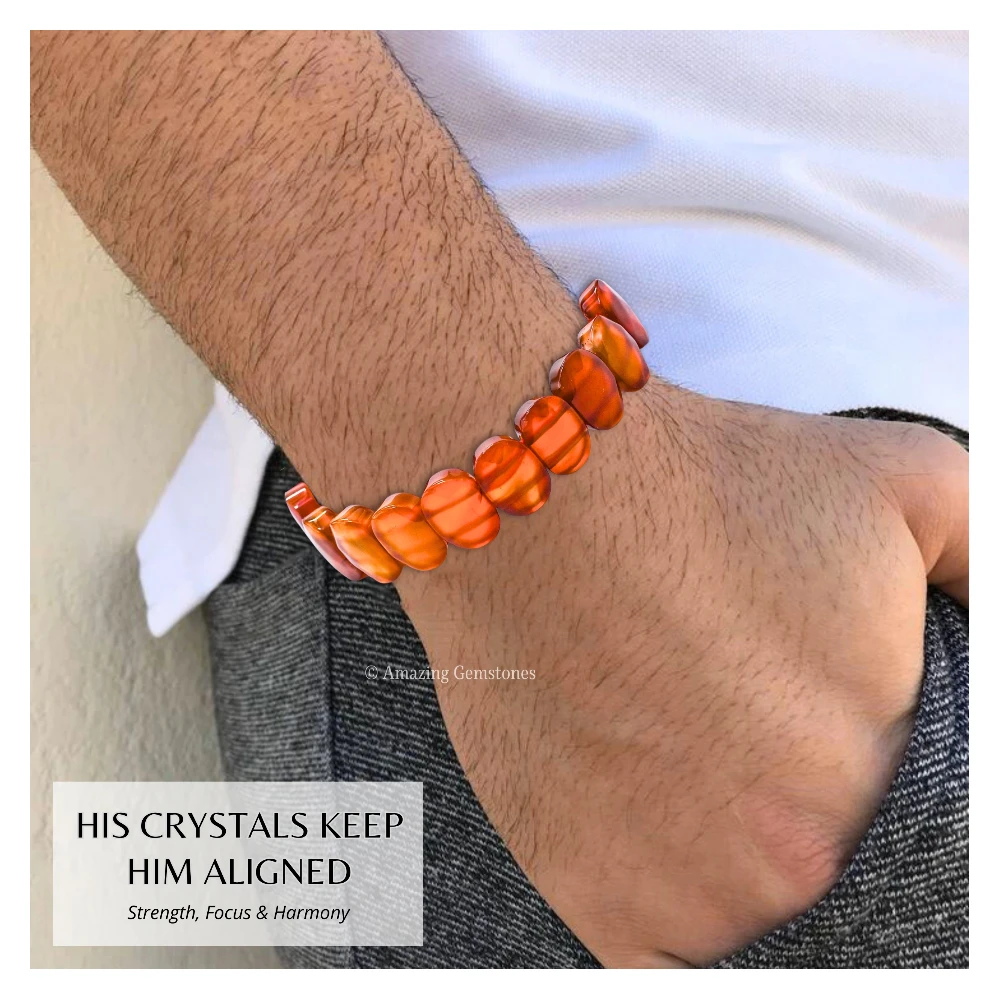 Carnelian Faceted Bracelet - Oval Stone