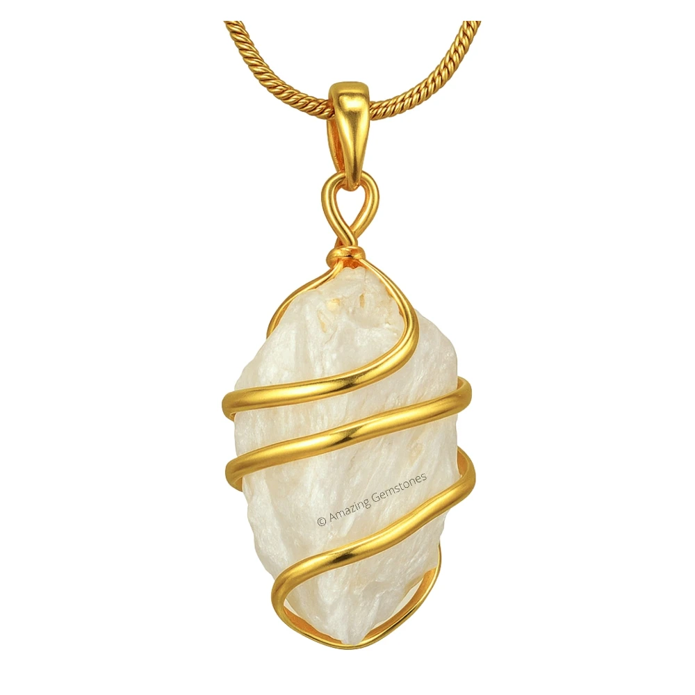 Scolecite Necklace - Raw Crystal (Gold)