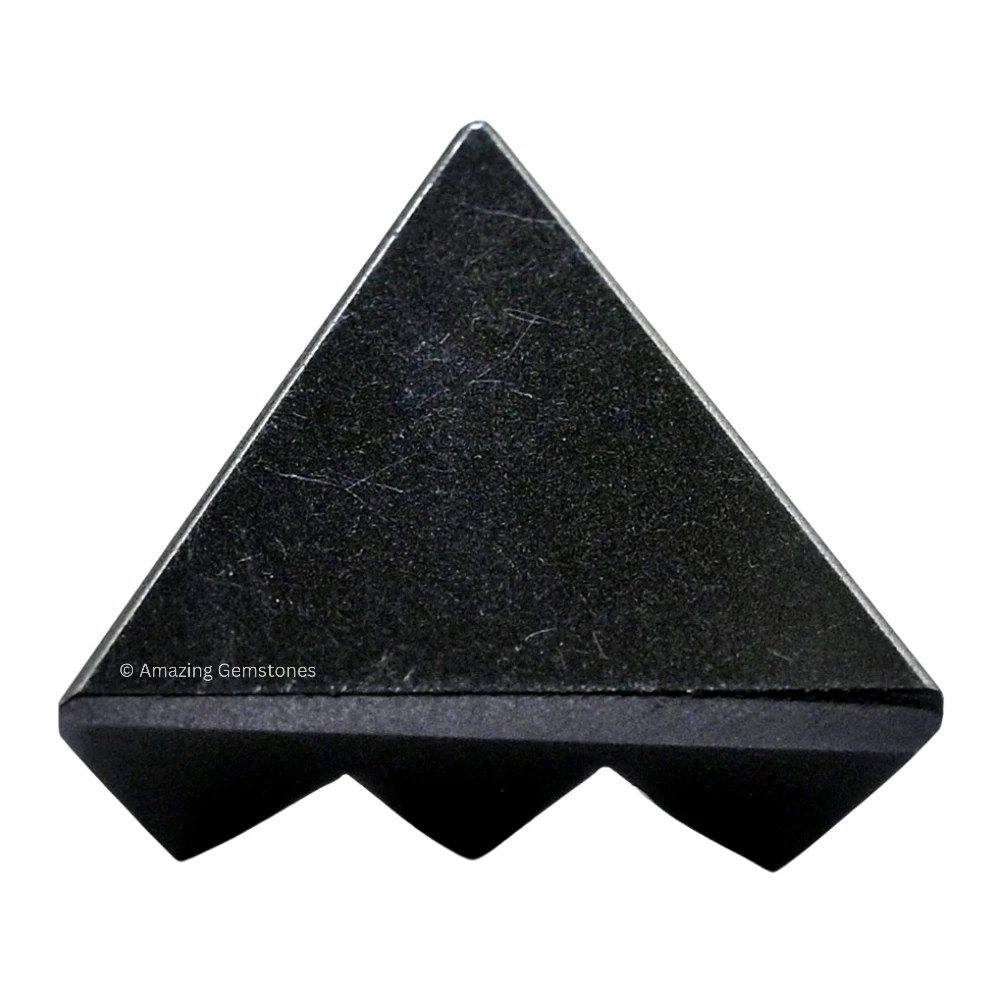 Black Agate Lemurian Pyramid - Under 9 Pyramid Plate