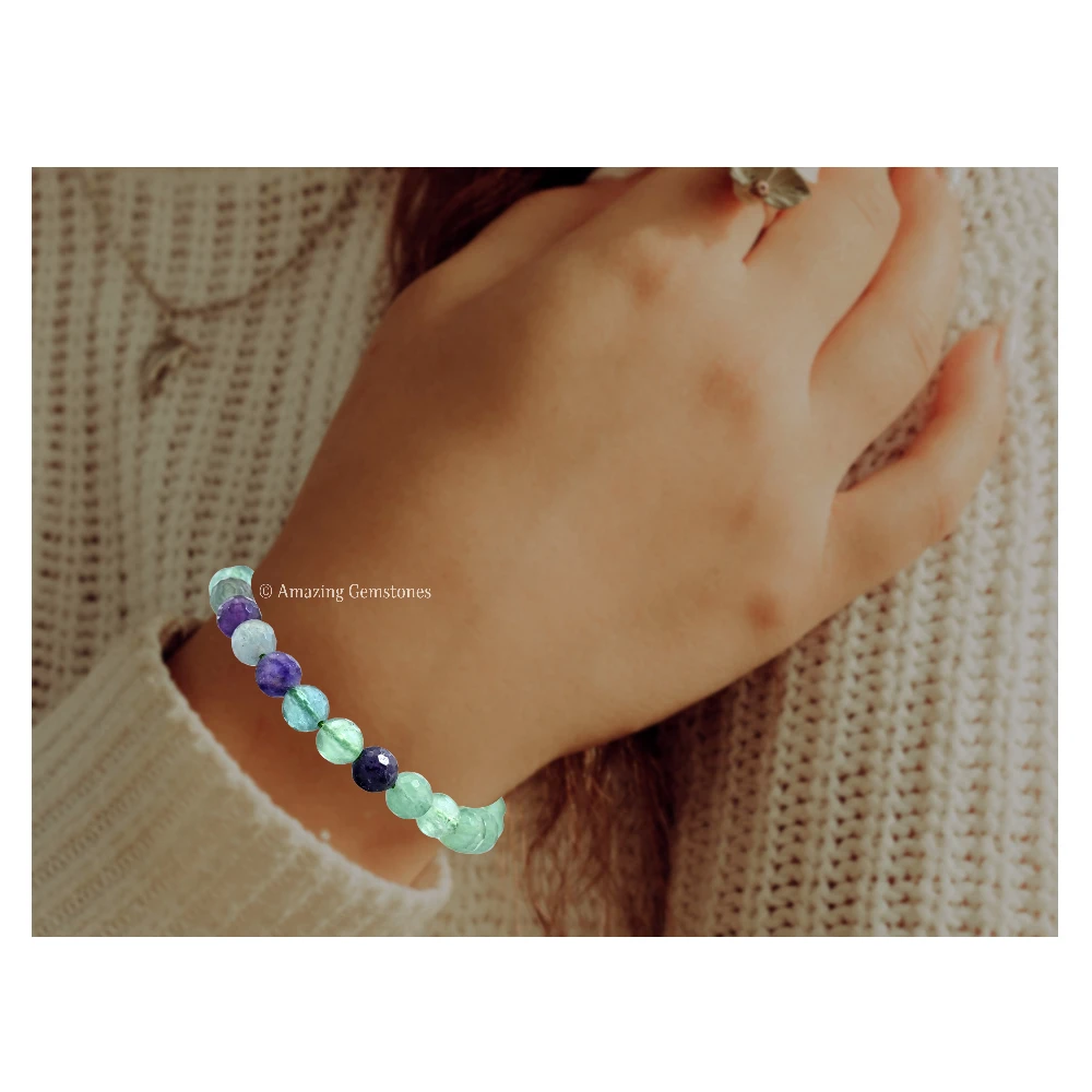 Multi Fluorite Bracelet (Faceted-Stretchable)