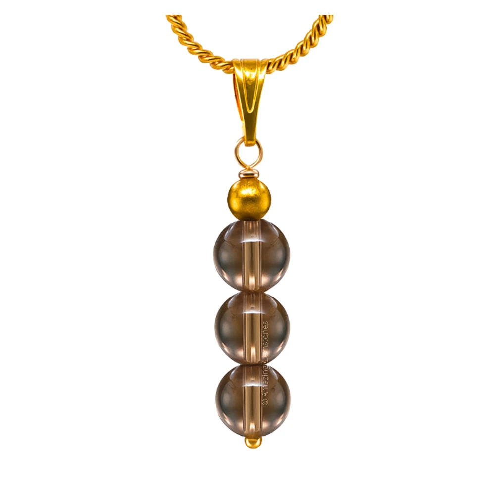 Smoky Quartz Bead Pendant (Gold)