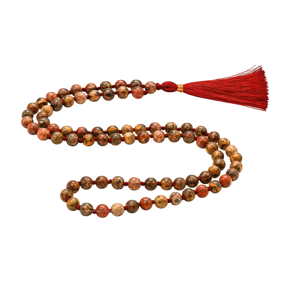 Leopard Jasper Mala (Hand Knotted)