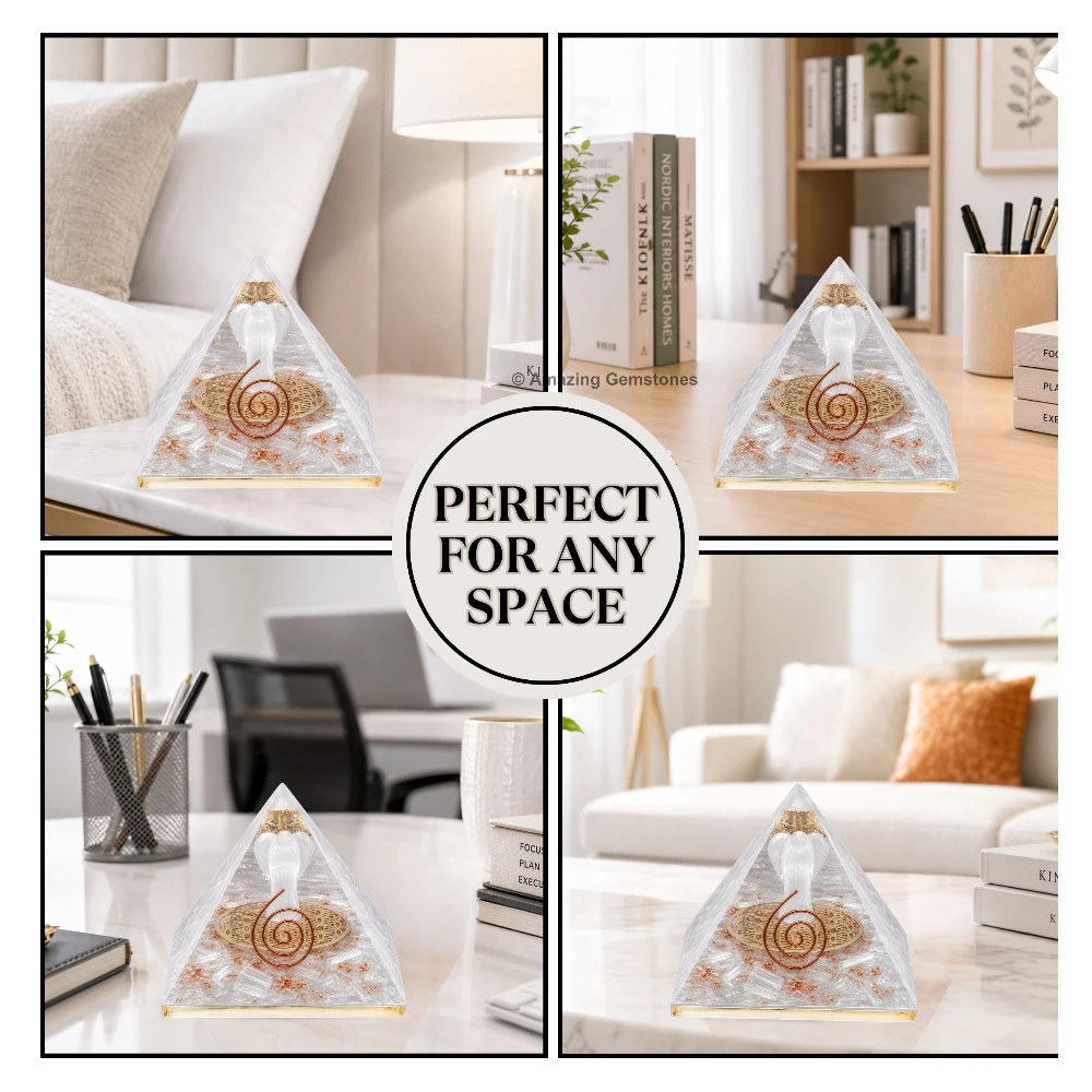 Selenite Orgone Pyramid - Angel Glow in Dark
