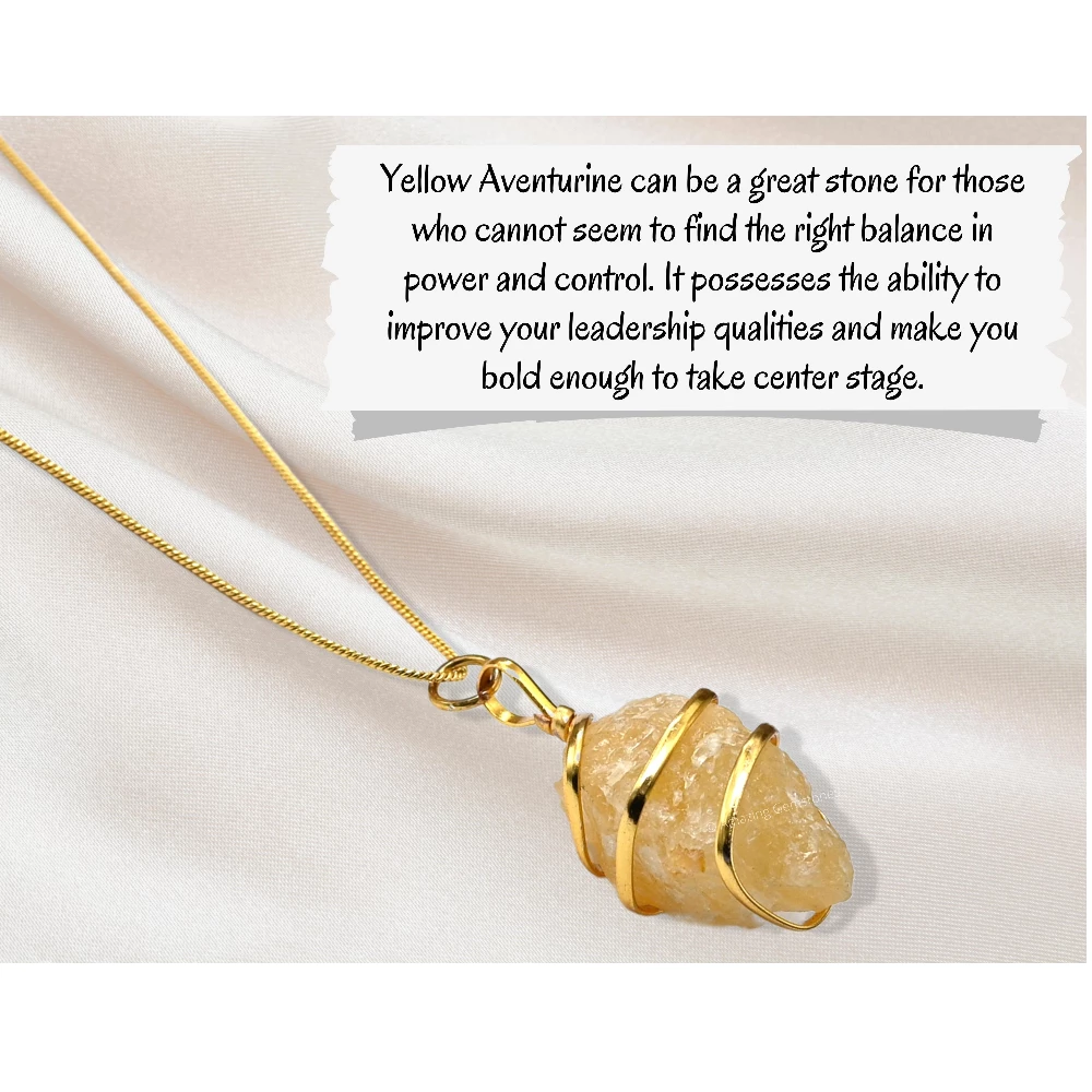 Yellow Aventurine Necklace - Raw Crystal (Gold)