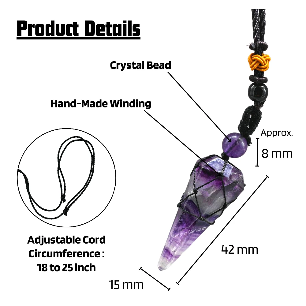 Multi Fluorite Pendulum Pendant Necklace (Macrame)