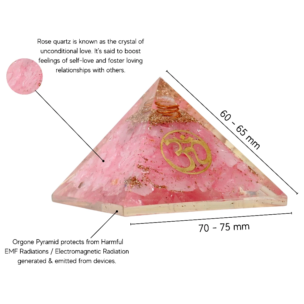 Rose Quartz Orgone Pyramid - OM