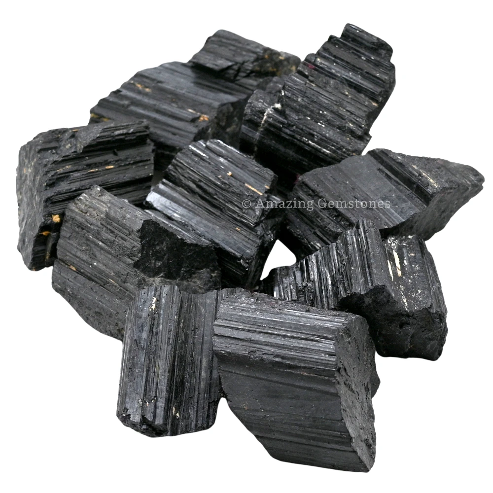 Black Tourmaline Rough Raw Crystal (1 LB Small)
