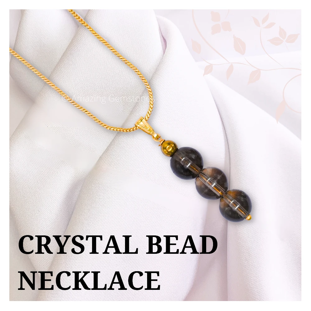 Smoky Quartz Bead Pendant (Gold)