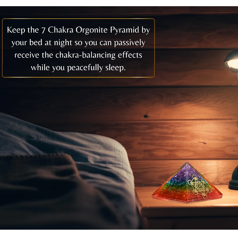 Chakra Onyx Orgone Pyramid - Metatron Cube